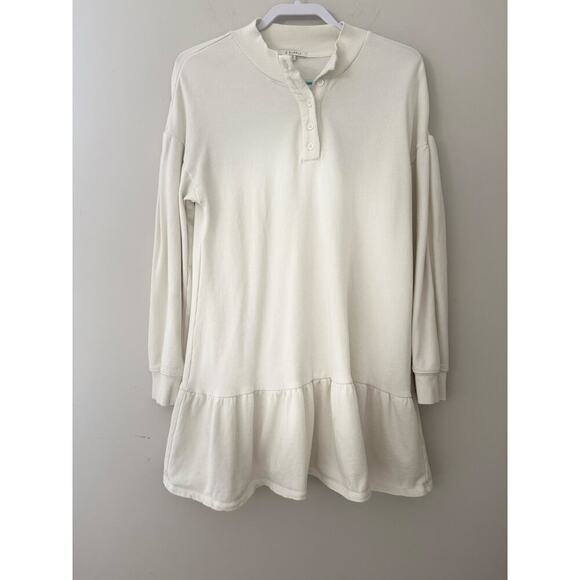 Z SUPPLY Dress Cream Dress Henley Cream Drop Waist Ruffled Comfy Casual Size M - Picture 2 of 9
